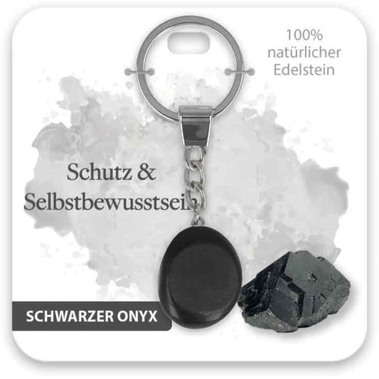 Schlüsselanhänger Edelstein schwarzer Onyx