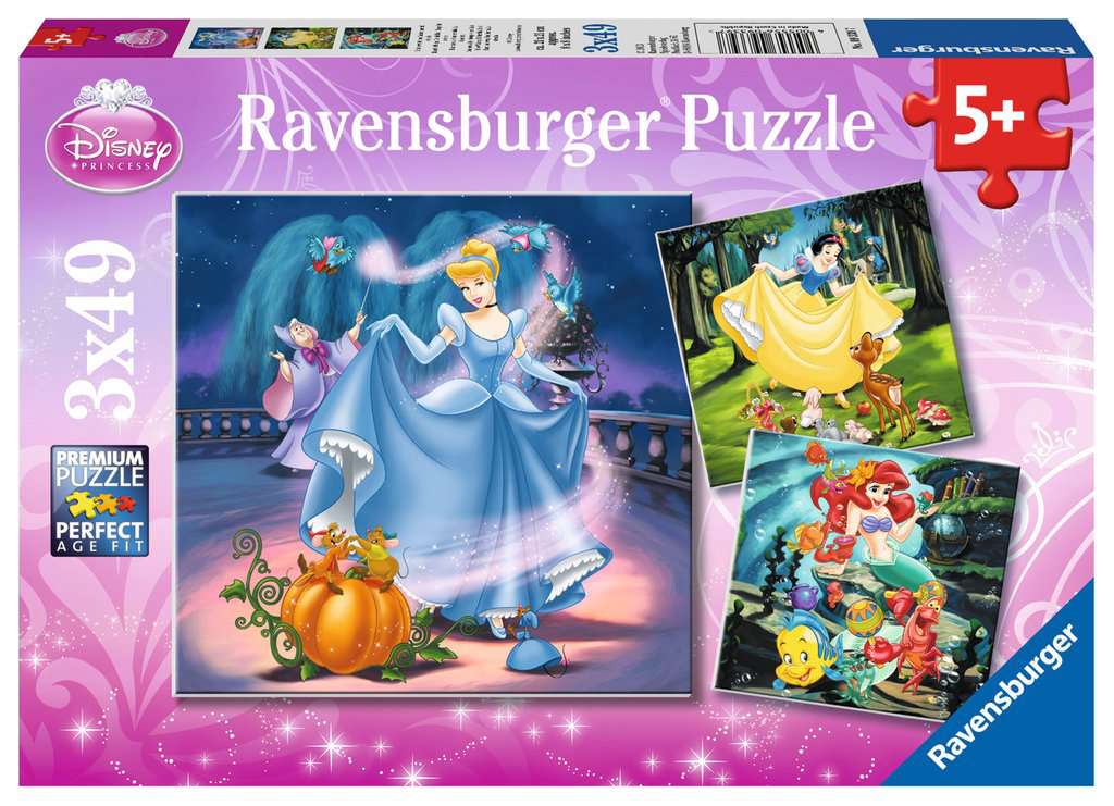 Ravensburger Puzzle 3 X 49 Teile Schneewittchen Aschenputtel Arielle
