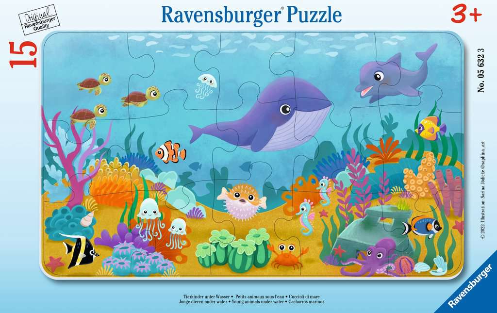 Ravensburger Rahmenpuzzles 15 Teile Tierkinder unter Wasser