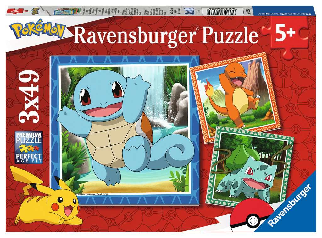 Ravensburger Puzzle 3 X 49 Teile Glumanda Bisasam und Schiggy