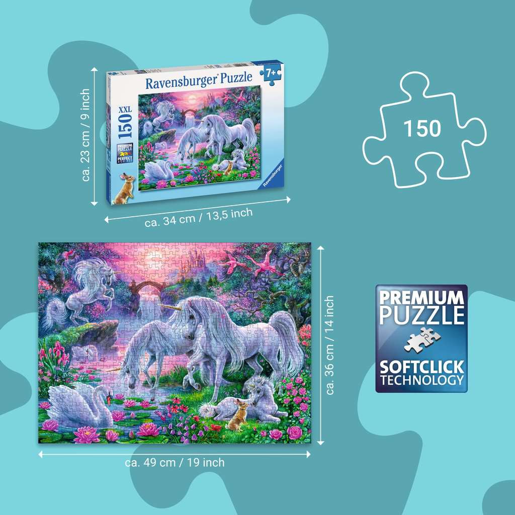 Ravensburger Puzzle 150 Teile XXL Einhörner im Abendrot