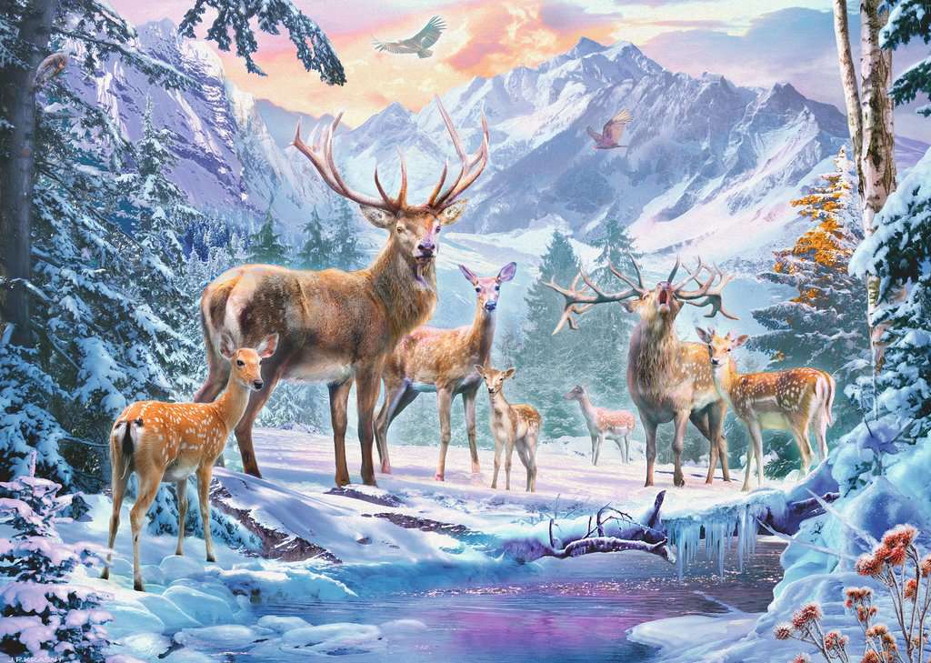 Ravensburger Puzzle 1000 Teile Rehe und Hirsche im Winter