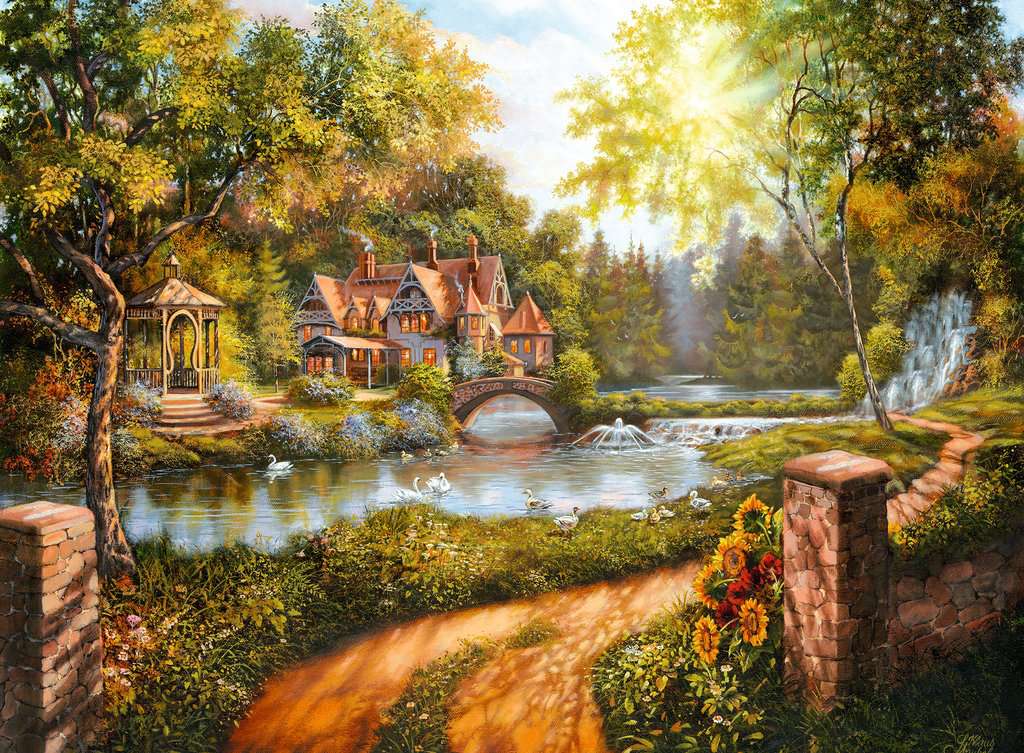 Ravensburger Puzzle 500 Teile Cottage am Fluß
