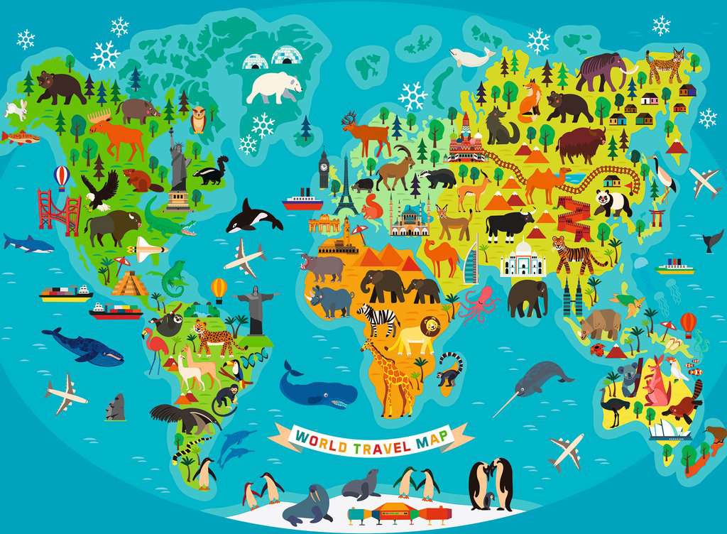 Ravensburger Puzzle 150 Teile XXL Tierische Weltkarte