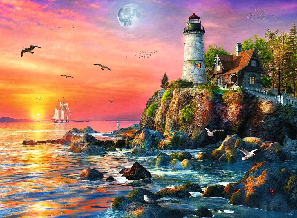 Ravensburger Puzzle 500 Teile Leuchtturm am Abend
