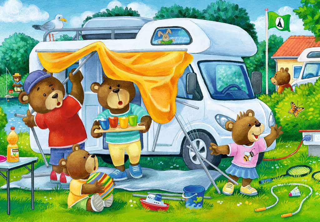 Ravensburger Puzzle 2 X 24 Teile Familie Bär geht campen