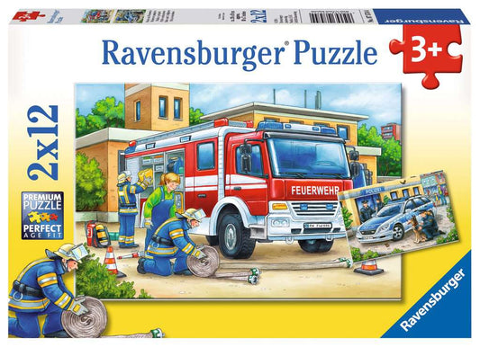 Ravensburger Puzzle 2 X 12 Teile Polizei und Feuerwehr