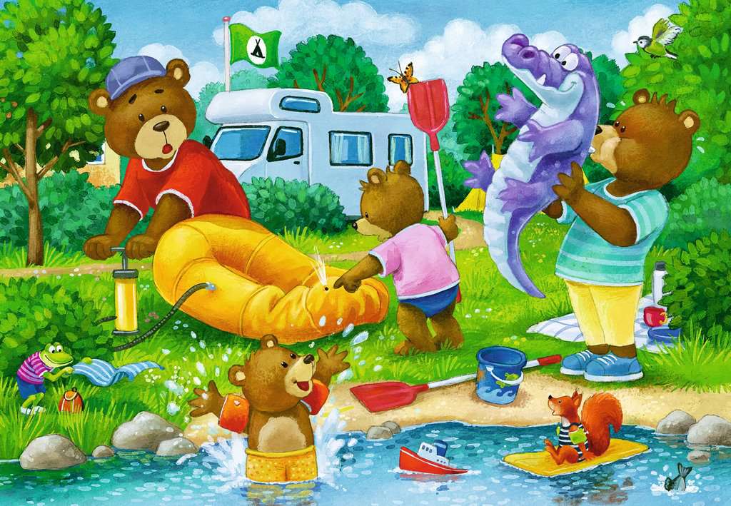Ravensburger Puzzle 2 X 24 Teile Familie Bär geht campen