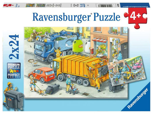 Ravensburger Puzzle 2 X 24 Teile Müllabfuhr und Abschleppwagen