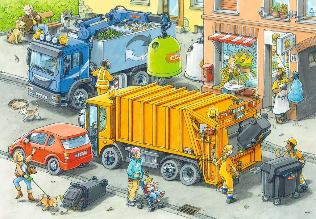 Ravensburger Puzzle 2 X 24 Teile Müllabfuhr und Abschleppwagen