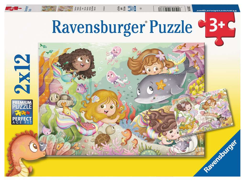 Ravensburger Puzzle 2 X 12 Teile Kleine Feen und Meerjungfrauen
