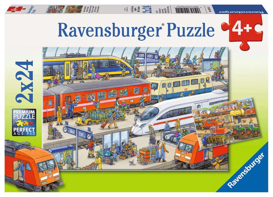 Ravensburger Puzzle 2 X 24 Teile Trubel am Bahnhof