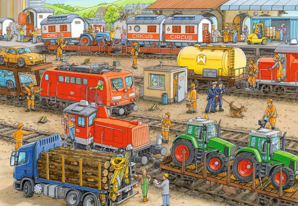 Ravensburger Puzzle 2 X 24 Teile Trubel am Bahnhof
