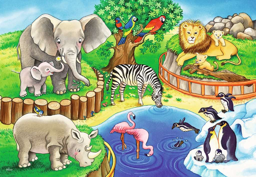 Ravensburger Puzzle 2 X 12 Teile Tiere im Zoo