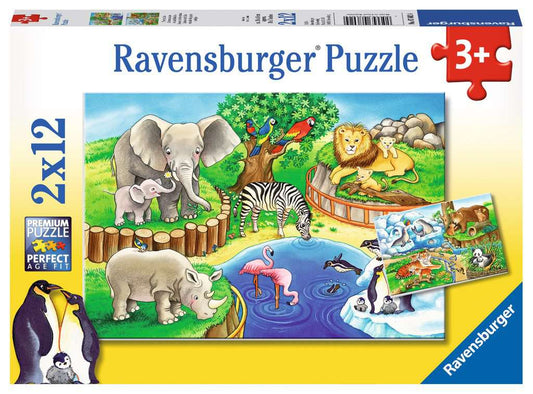 Ravensburger Puzzle 2 X 12 Teile Tiere im Zoo