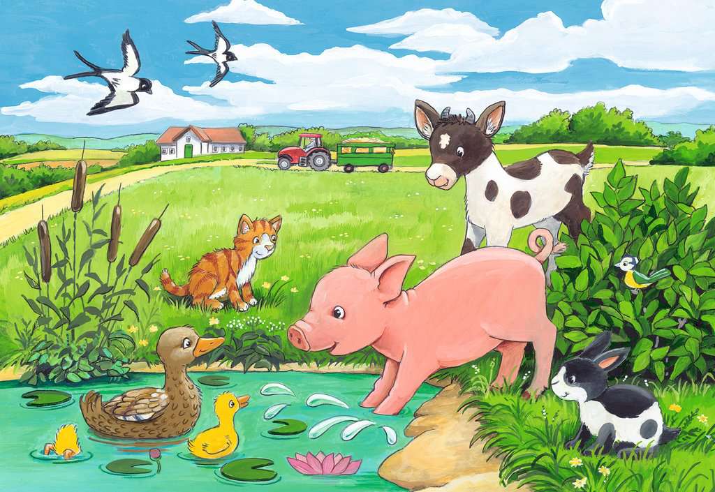 Ravensburger Puzzle 2 X 12 Teile Tierkinder auf dem Land