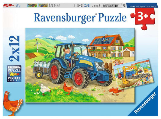 Ravensburger Puzzle 2 X 12 Teile Baustelle und Bauernhof