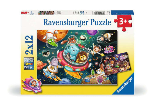 Ravensburger Puzzle 2 X 12 Teile Tiere im Weltall