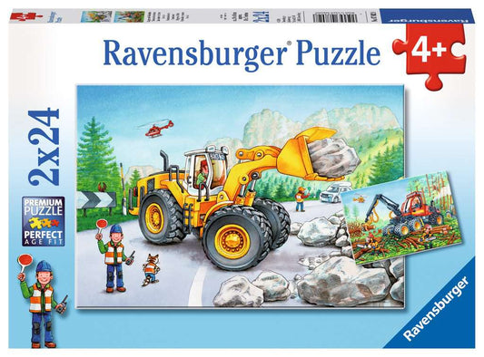Ravensburger Puzzle 2 X 24 Teile Bagger und Waldtraktor