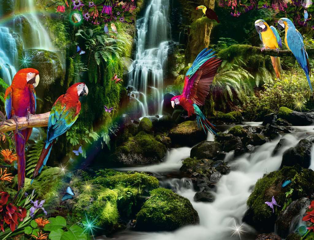 Ravensburger Puzzle 2000 Teile Bunte Papageien im Dschungel