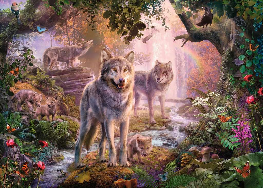 Ravensburger Puzzle 1000 Teile Wolfsfamilie im Sommer