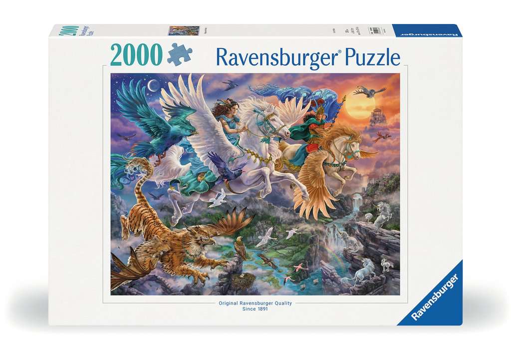 Ravensburger Puzzle 2000 Teile Auf dem Pegasus durch die Lüfte