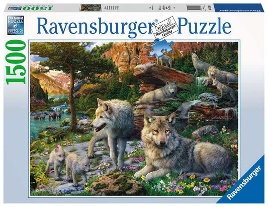 Ravensburger Puzzle 1500 Teile Wolfsrudel im Frühlingserwachen
