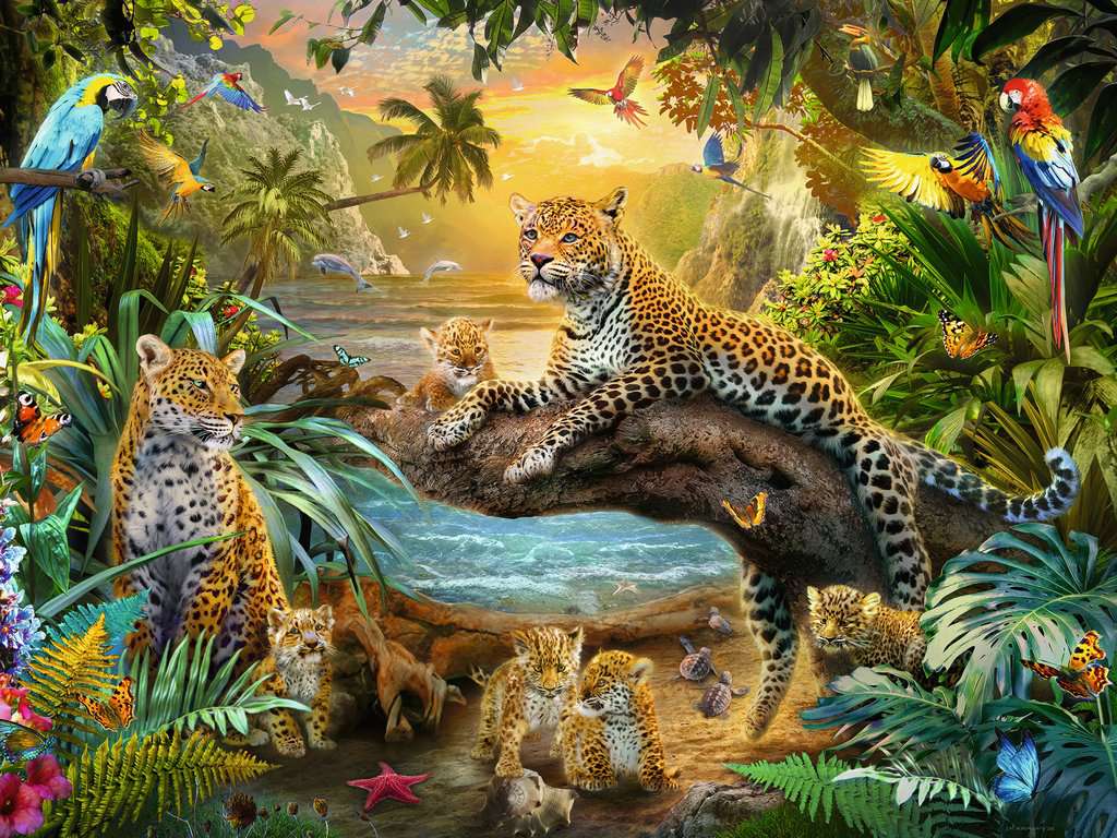 Ravensburger Puzzle 1500 Teile Leopardenfamilie im Dschungel