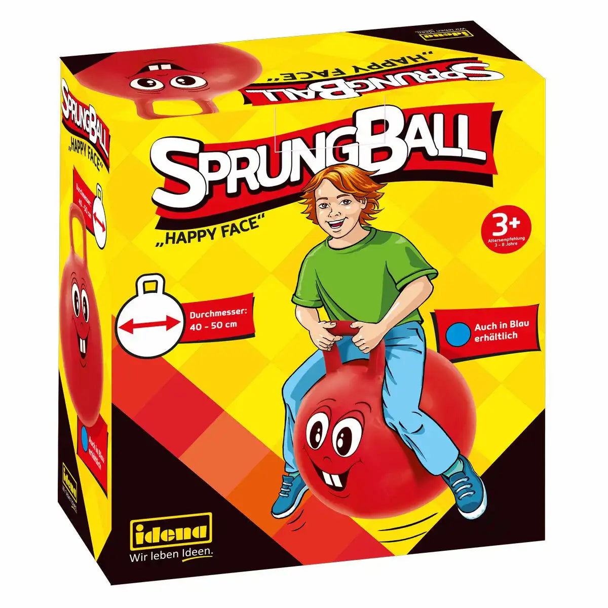 Idena Sprungball Happy Face rot Ø45-50cm