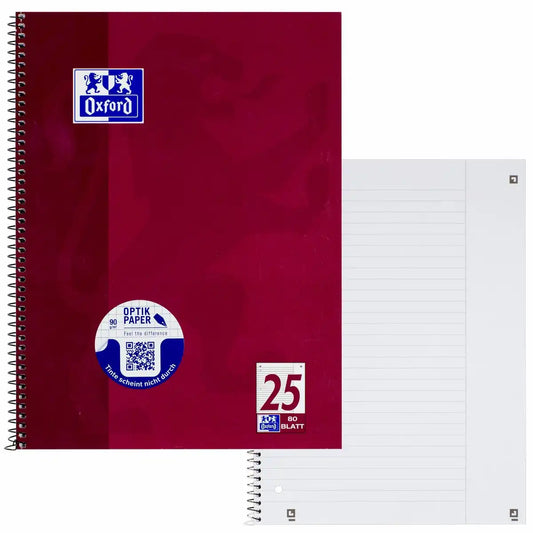 Oxford Collegeblock Lineatur 25 liniert mit weißem Rand 80 Blatt 90g/m² DIN A4