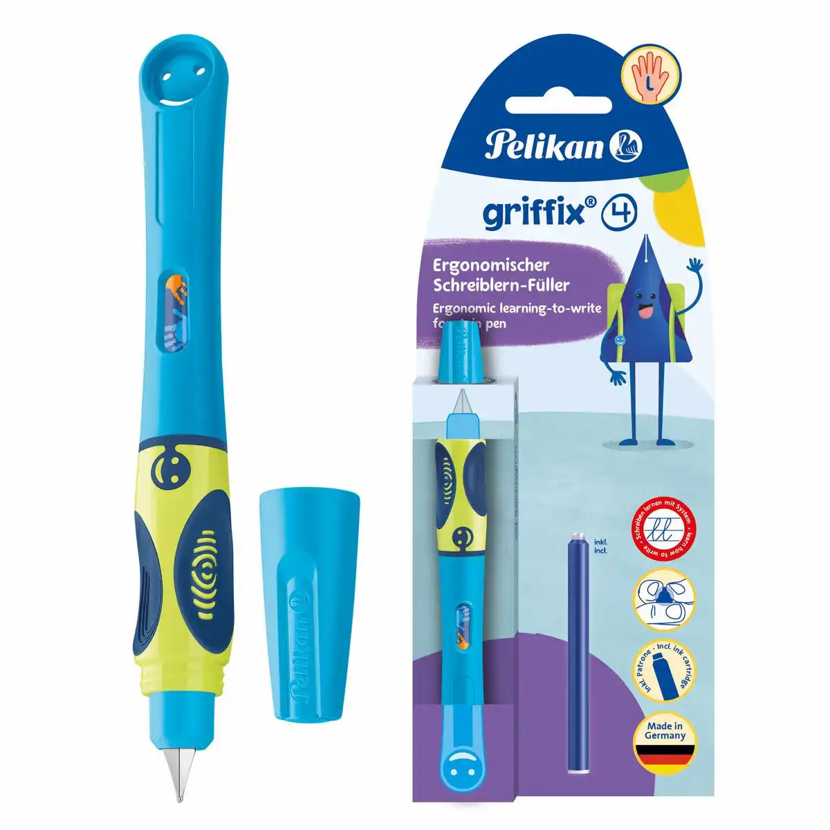 Pelikan Füller griffix für Linkshänder L neon freshblue
