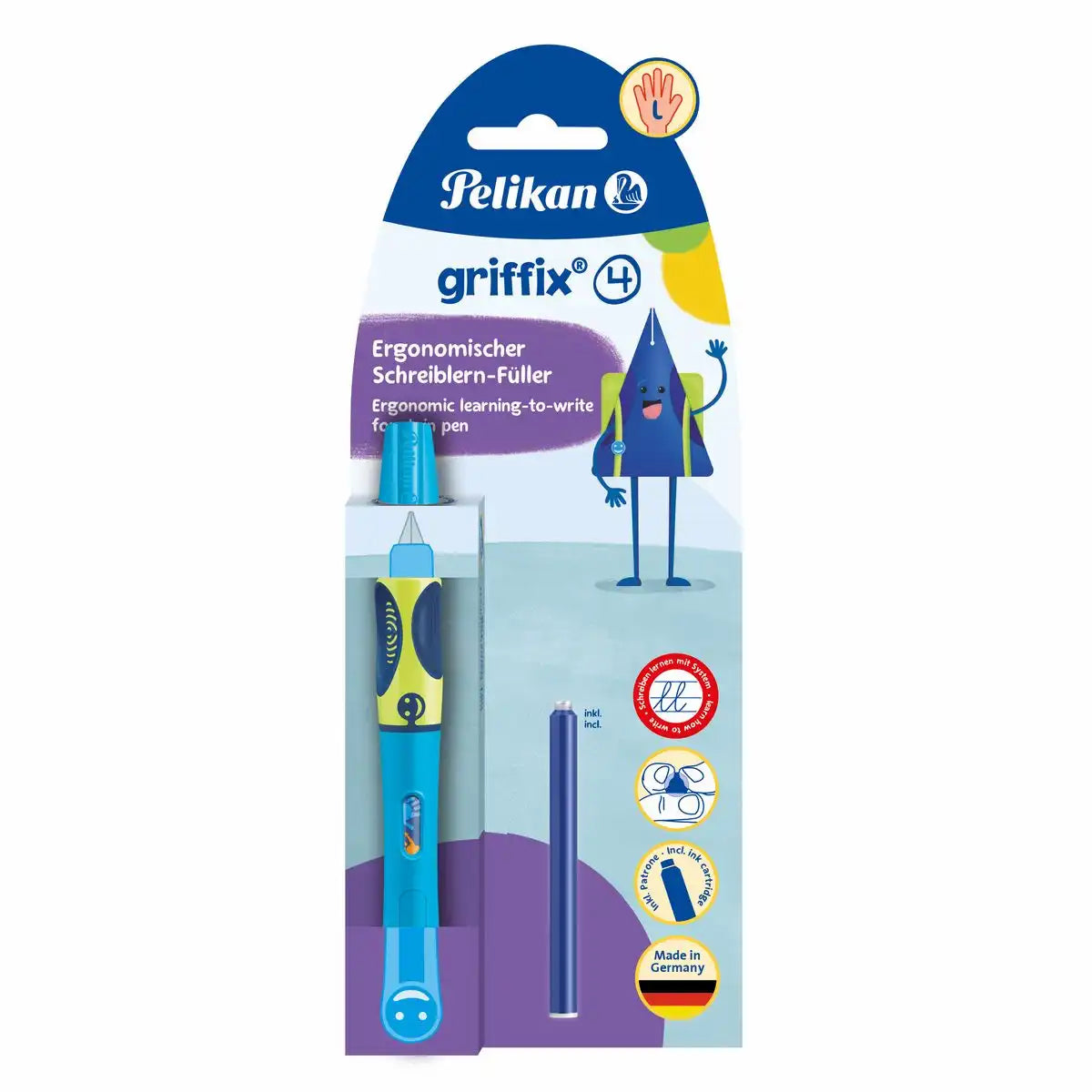 Pelikan Füller griffix für Linkshänder L neon freshblue