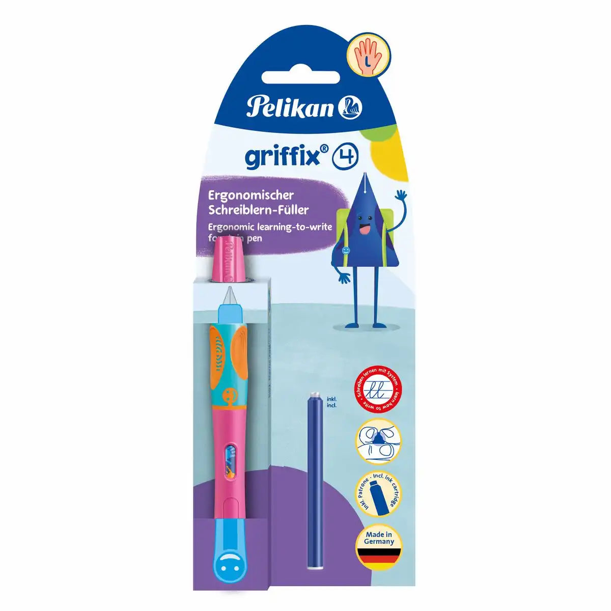 Pelikan Füller griffix für Linkshänder lovely pink Blister