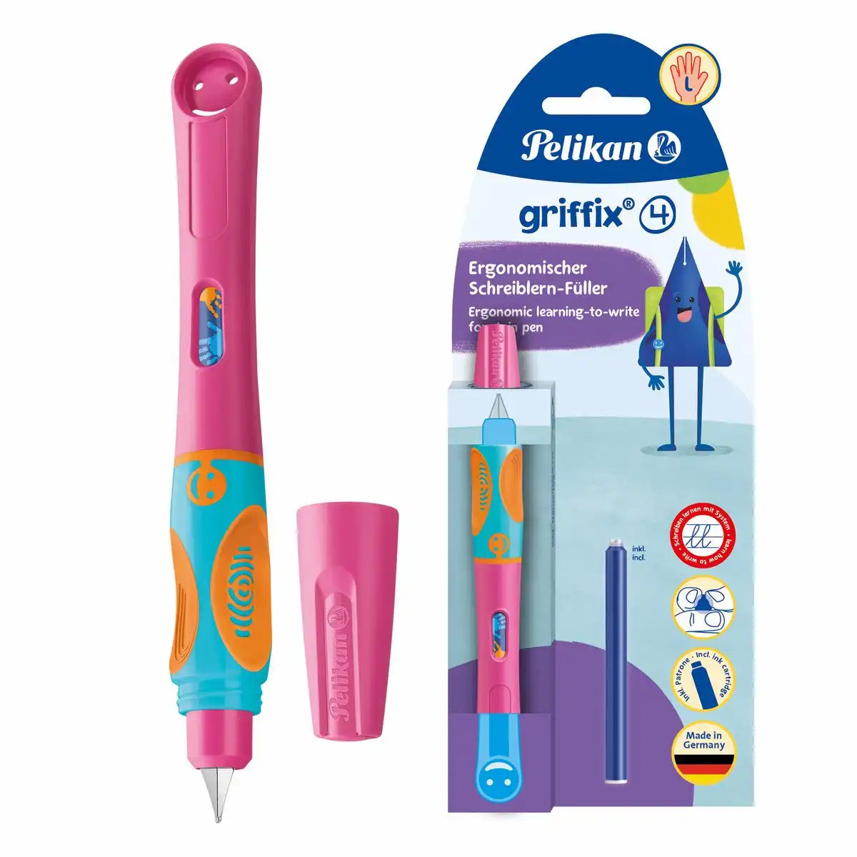 Pelikan Füller griffix für Linkshänder lovely pink Blister