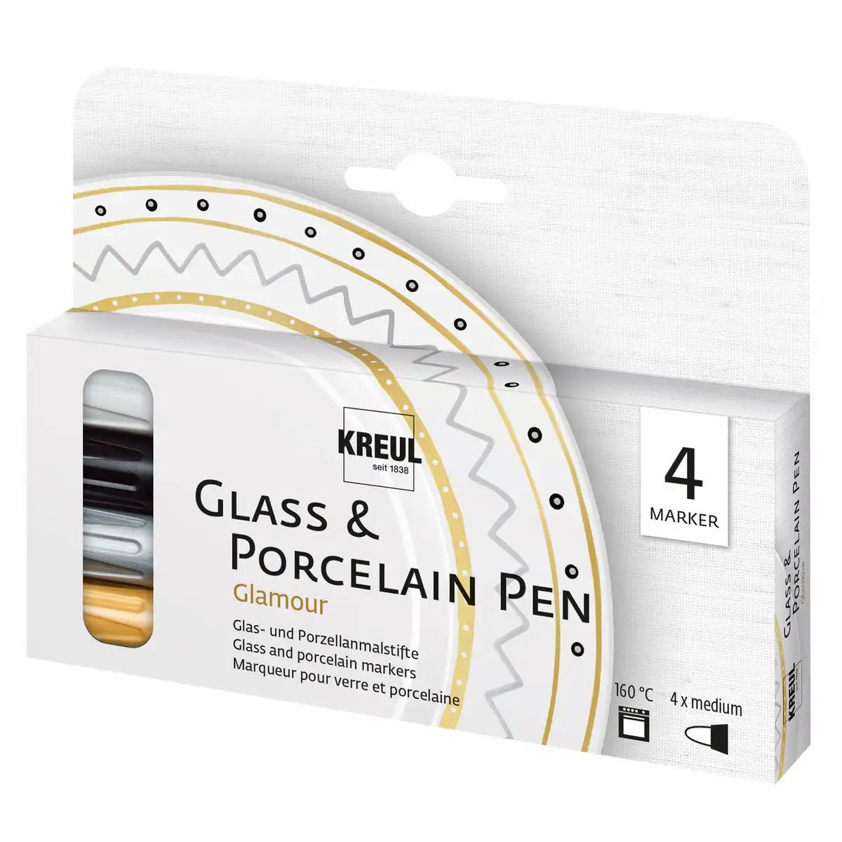 KREUL Glass & Porcelain Pen Glamour medium 4 Stück