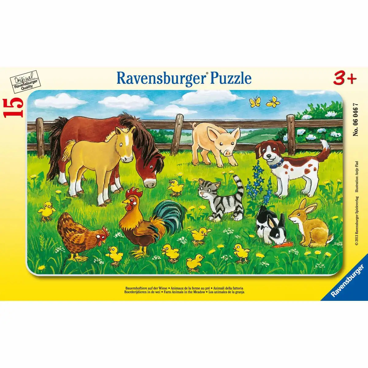 Ravensburger Rahmenpuzzles 15 Teile Bauernhoftiere auf der Wiese