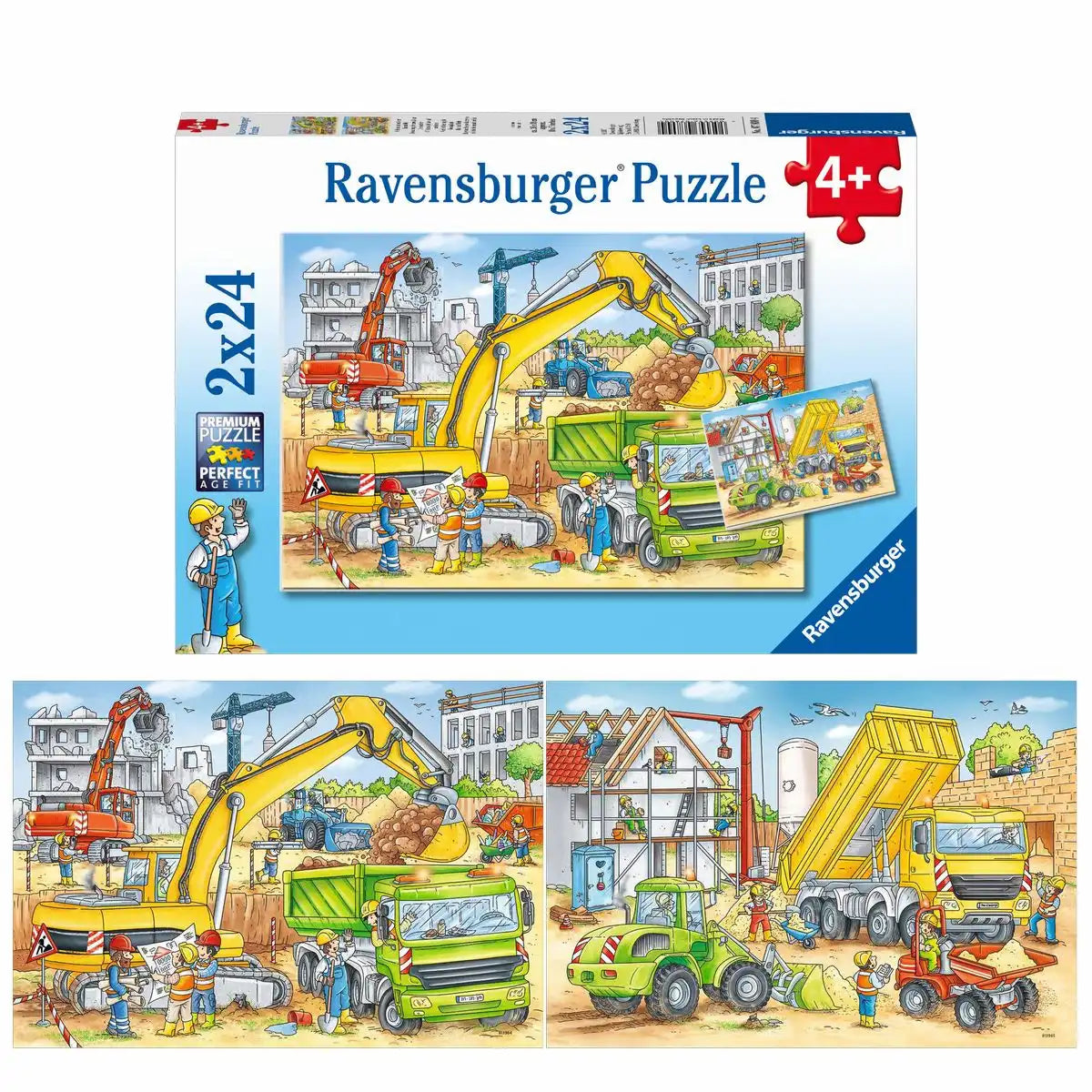 Ravensburger Puzzle 2 X 24 Teile Viel zu tun auf der Baustelle