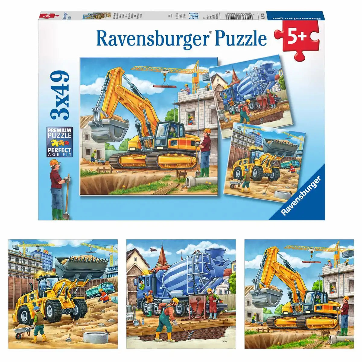 Ravensburger Puzzle 3 X 49 Teile Große Baufahrzeuge