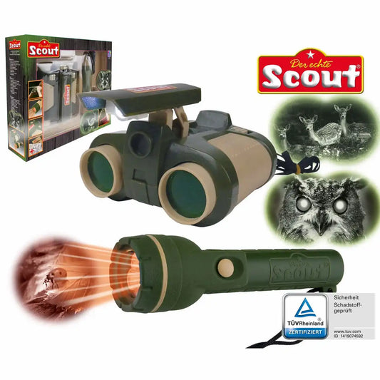 Scout Nachtsichtfernglas und Taschenlampe mit roten LEDs beige/grün