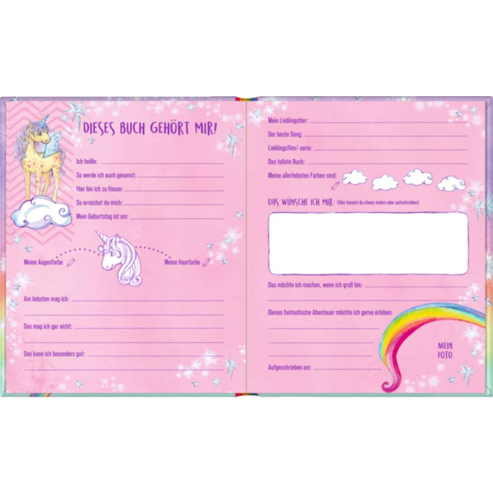 Freundebuch: Einhorn-Paradies Meine Freunde mit Wendepailletten-Patch