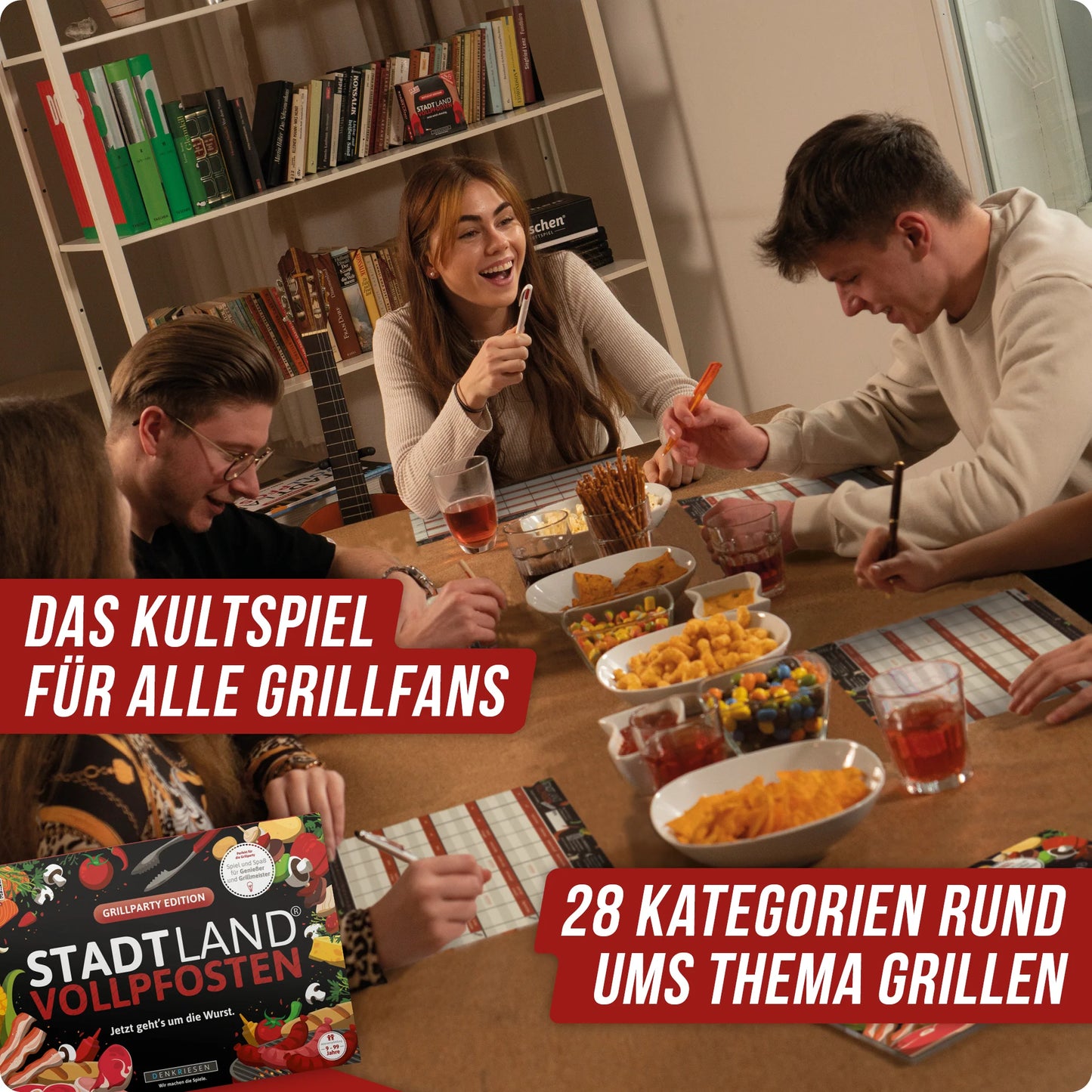 Stadt Land Vollpfosten® Grillparty Edition – "Jetzt geht's um die Wurst." | A4 Spielblock