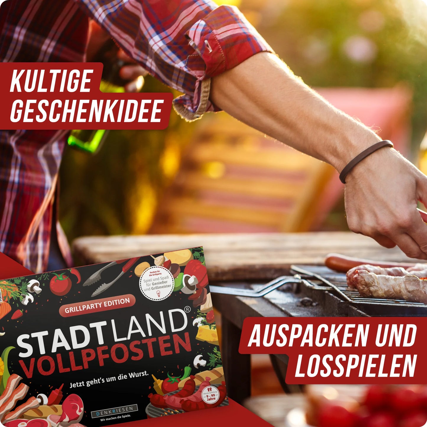 Stadt Land Vollpfosten® Grillparty Edition – "Jetzt geht's um die Wurst." | A4 Spielblock