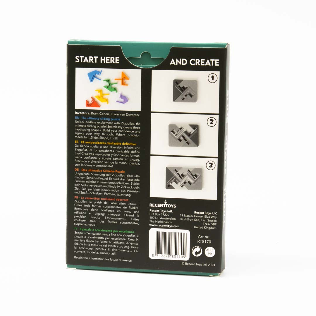 Zigguflat - das ultimative Schiebe-Puzzle, 6 Teile, 3 Formen