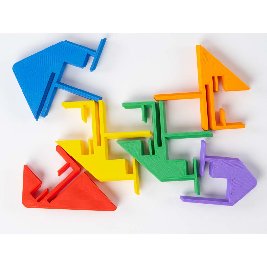 Zigguflat - das ultimative Schiebe-Puzzle, 6 Teile, 3 Formen