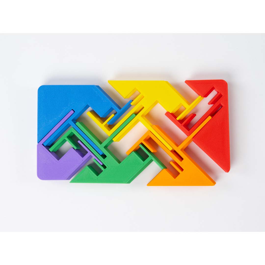 Zigguflat - das ultimative Schiebe-Puzzle, 6 Teile, 3 Formen