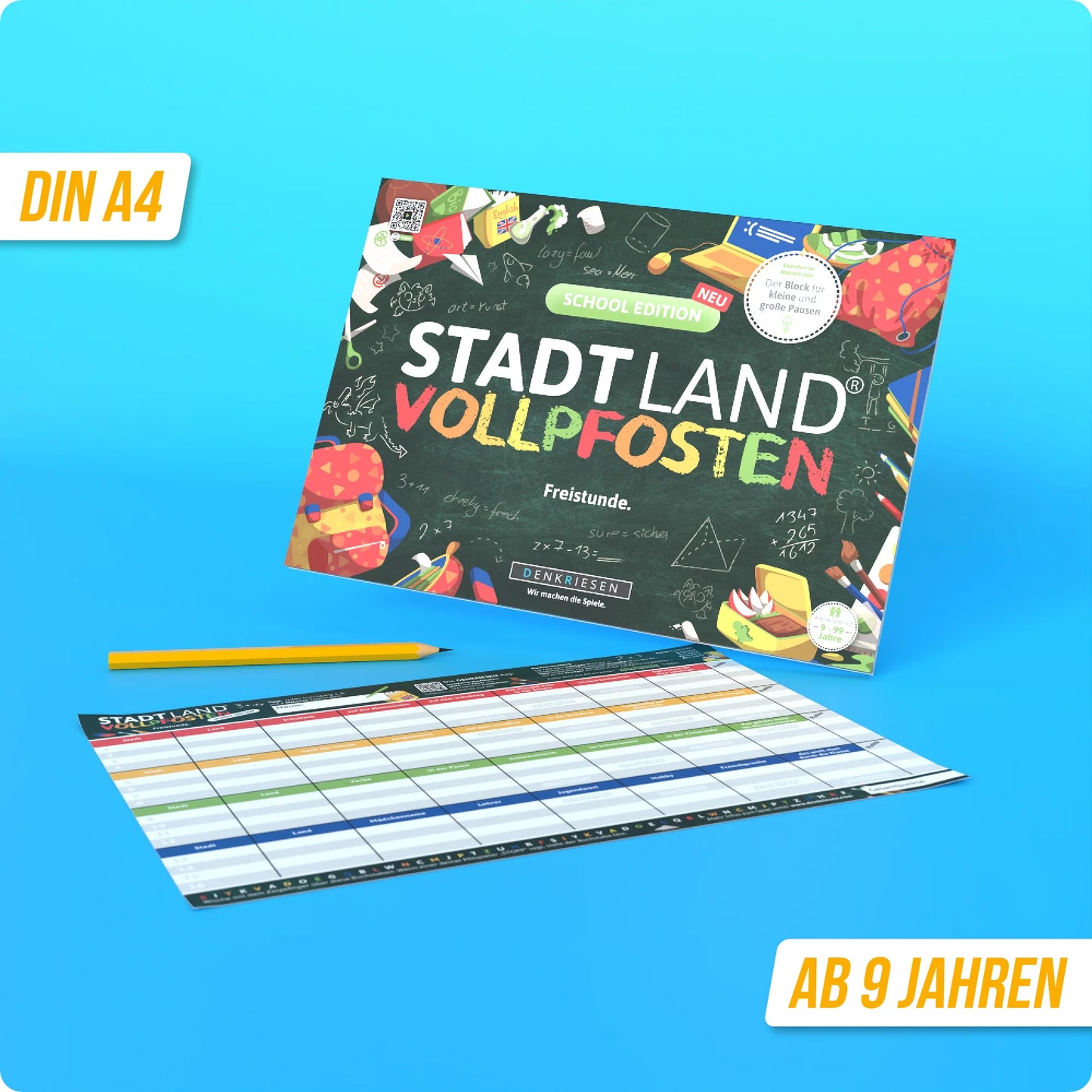 Stadt Land Vollpfosten® School Edition – "Freistunde." | A4 Spielblock