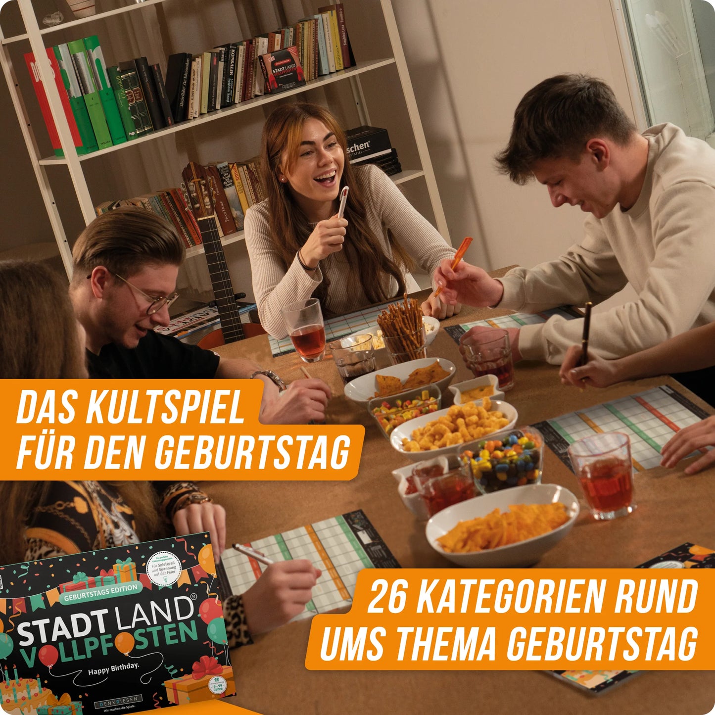 Stadt Land Vollpfosten® Geburtstags Edition – "Happy Birthday." | A4 Spielblock
