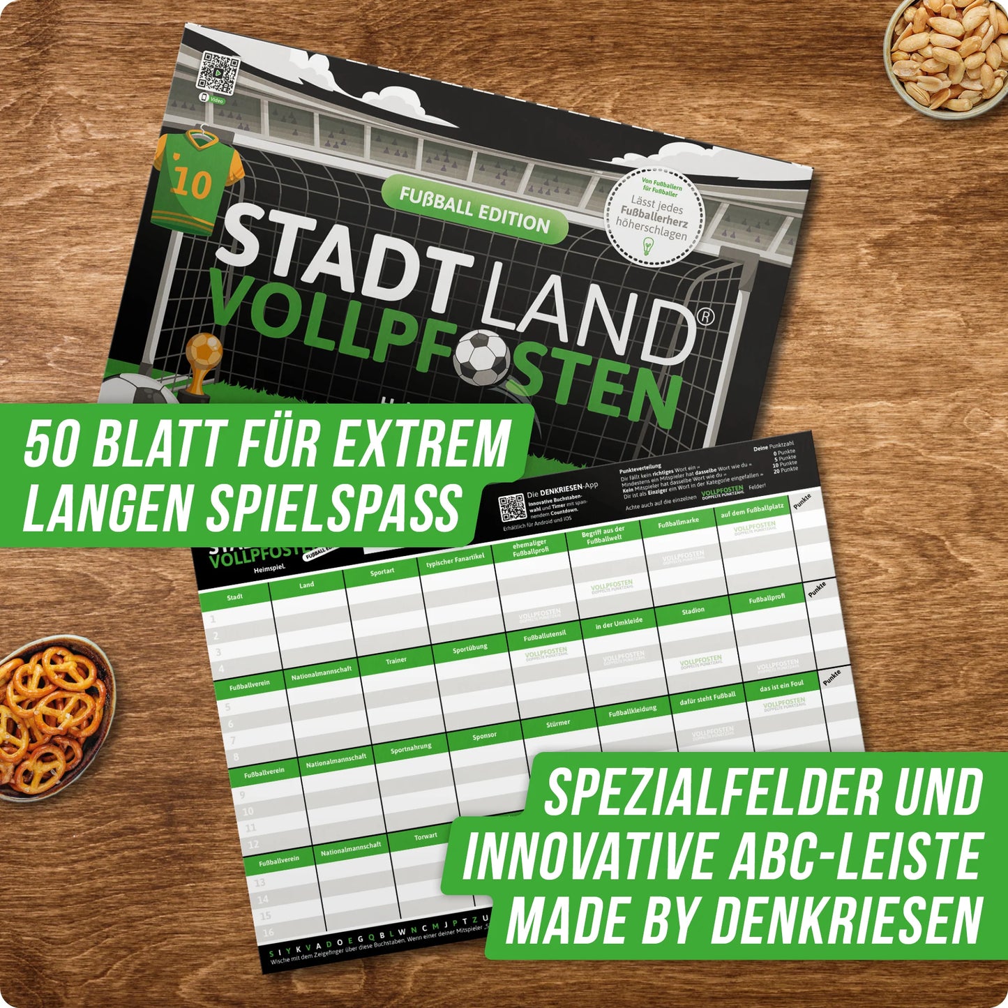 Stadt Land Vollpfosten® Fußball Edition – "Heimspiel." | A4 Spielblock