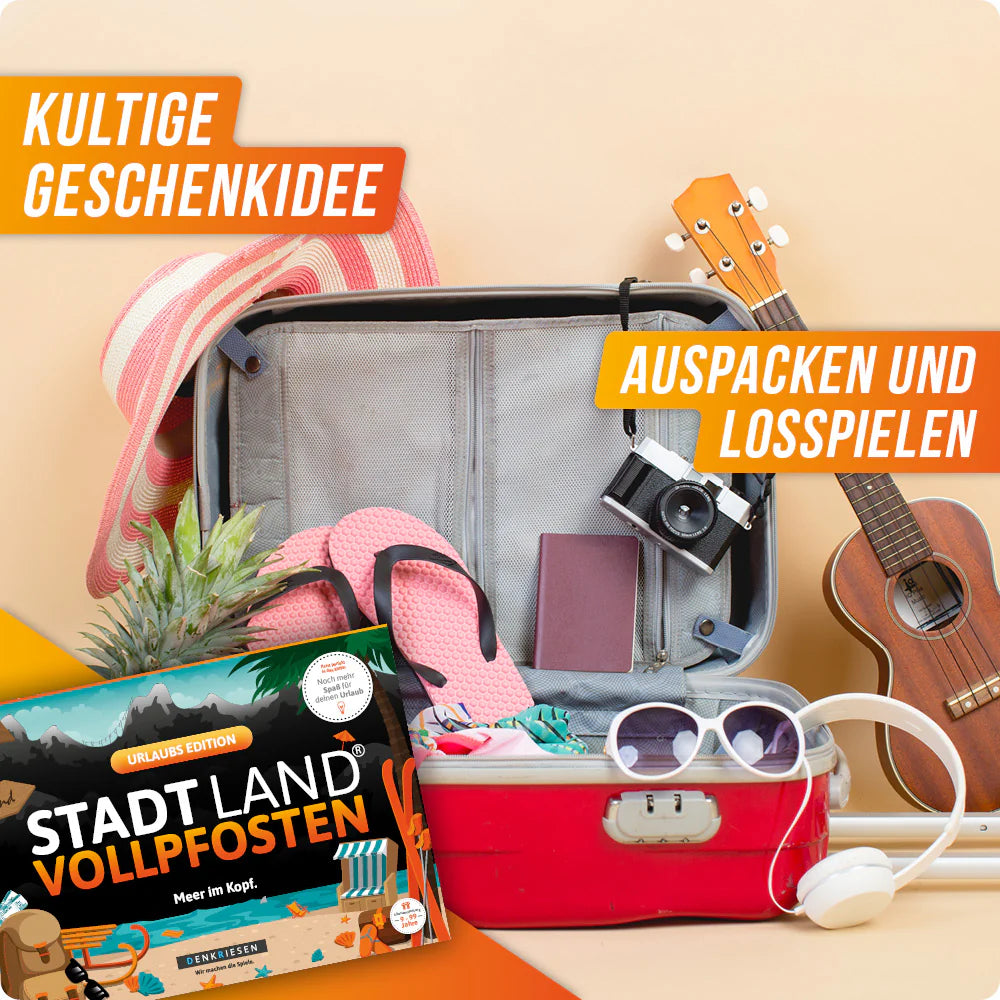 Stadt Land Vollpfosten® Urlaubs Edition – "Meer im Kopf." | A4 Spielblock