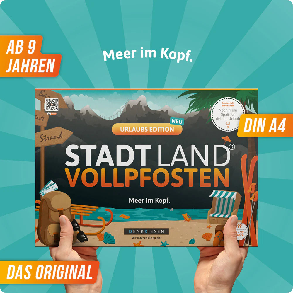 Stadt Land Vollpfosten® Urlaubs Edition – "Meer im Kopf." | A4 Spielblock